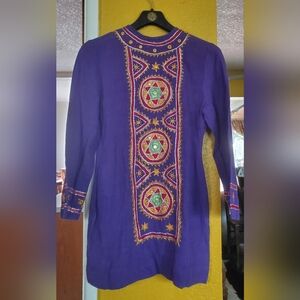 Raja of India Purple Hippie Embroidery Dress